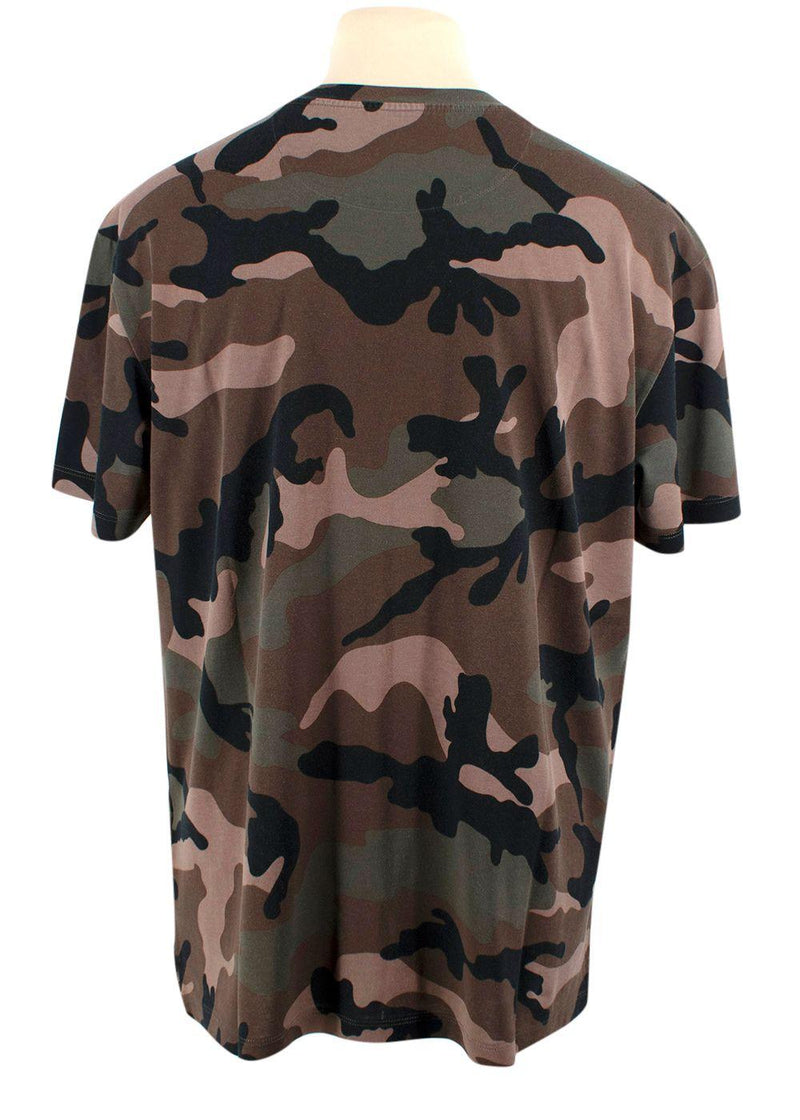 Valentino Camo T-Shirt with Pink Logo