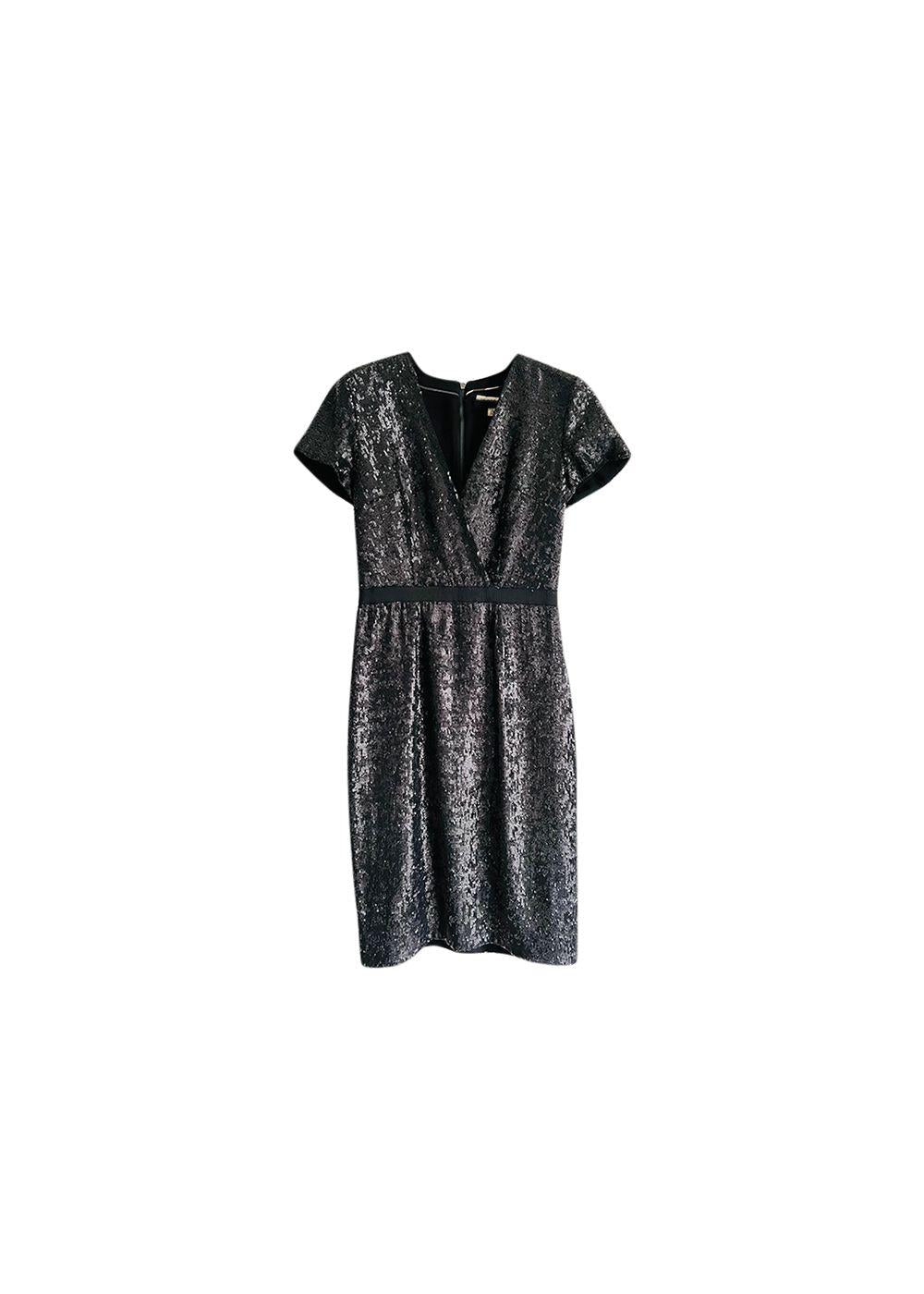 black sequinned crossover dress