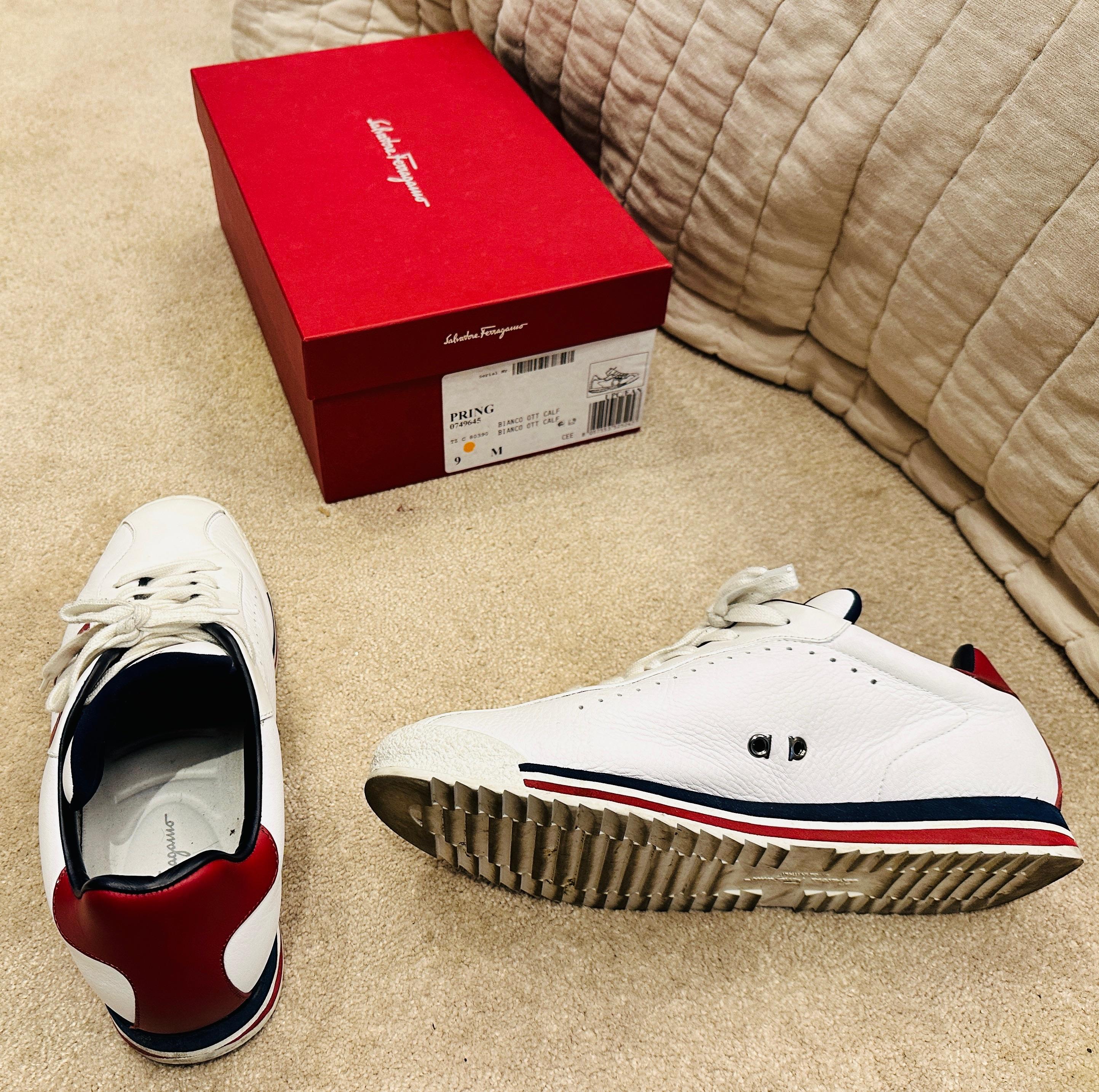 Salvatore Ferragamo White Logo Detail Trainers