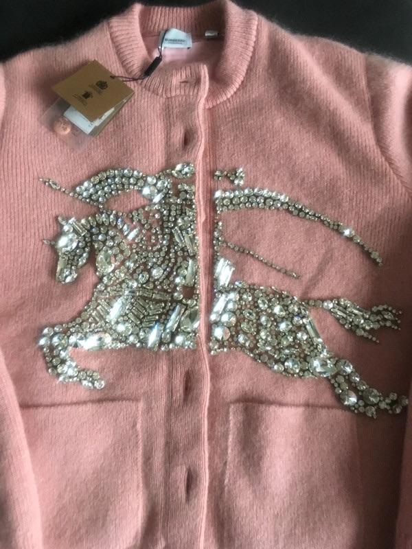 Burberry Pink Crystal Embellished Cardigan