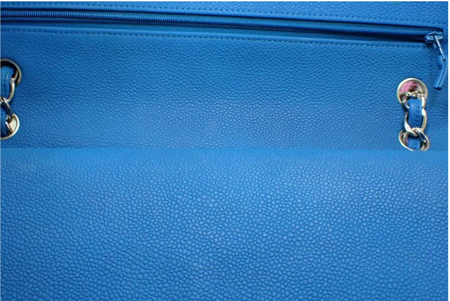 Chanel Bright Blue Double Flap Bag With Silver Hardware