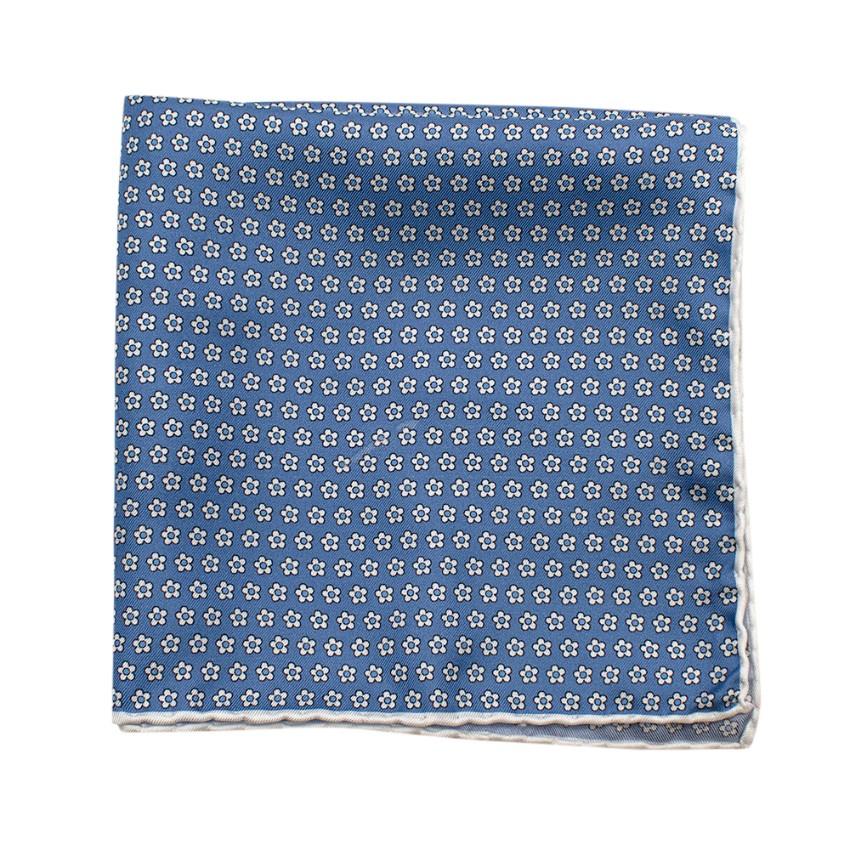 Breuer Blue Floral Pattern Pocket Square