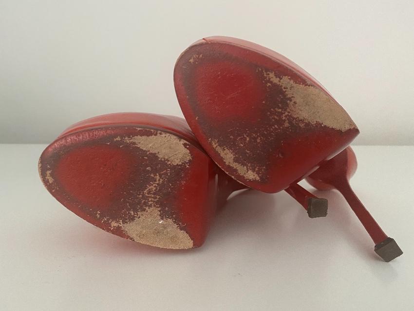 Saint Laurent Coral Leather Tribtoo Slingbacks