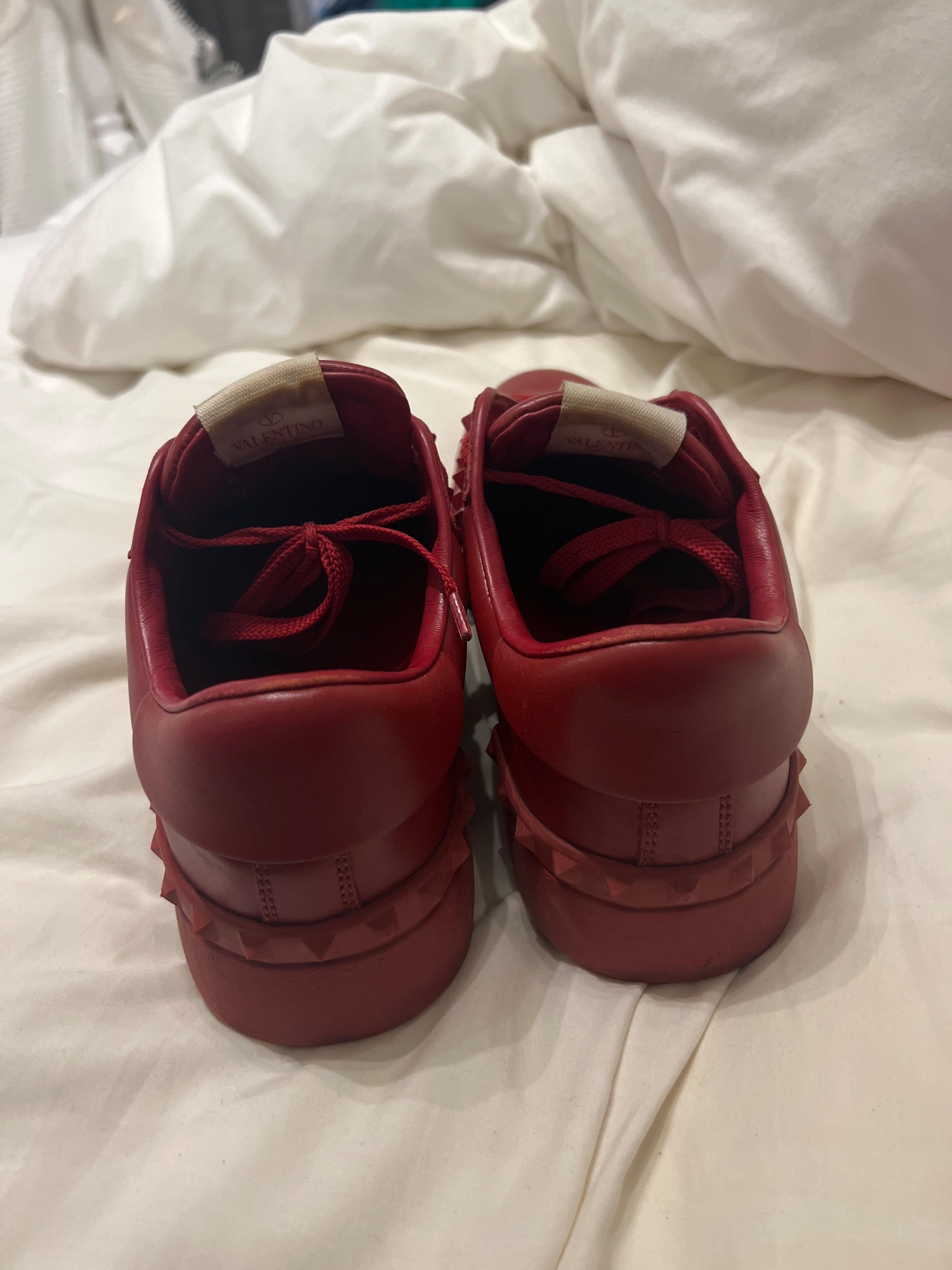 Red leather Rockstud 11 Untitled trainers