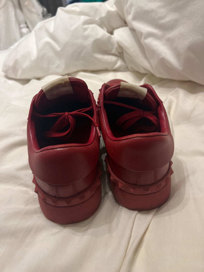 Red leather Rockstud 11 Untitled trainers