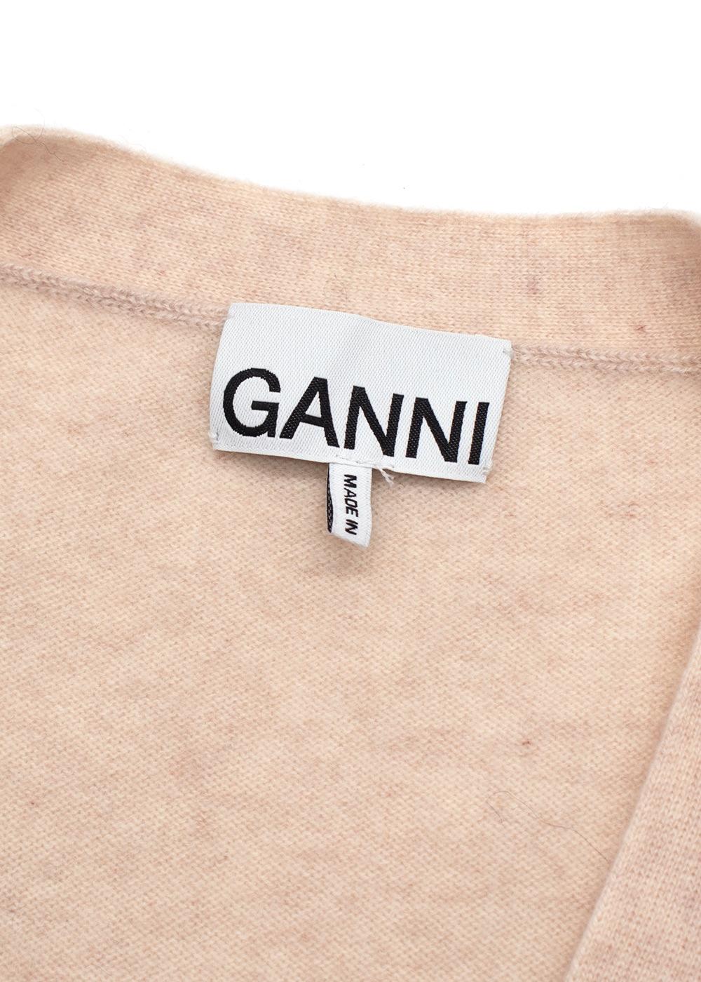 Ganni Oatmeal Cashmere Longline Sweater Vest
