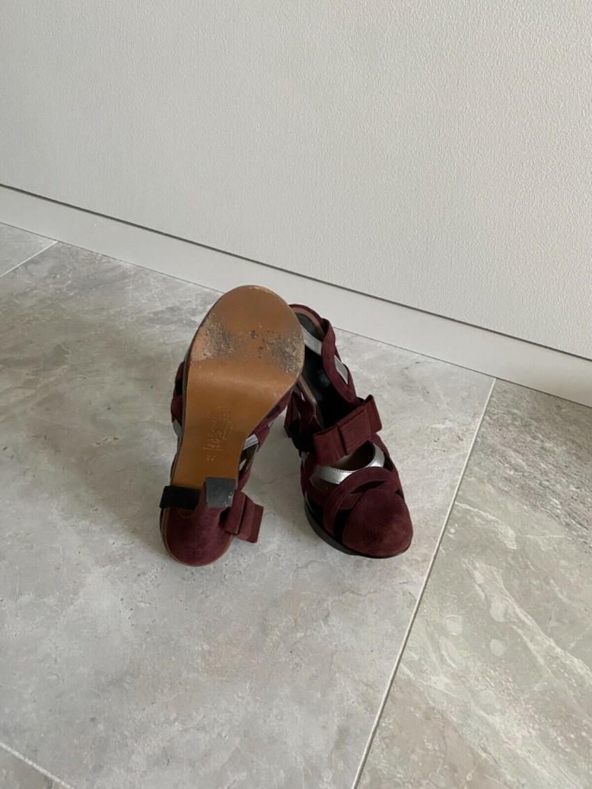 Marni Burgundy Suede Woven Sandals