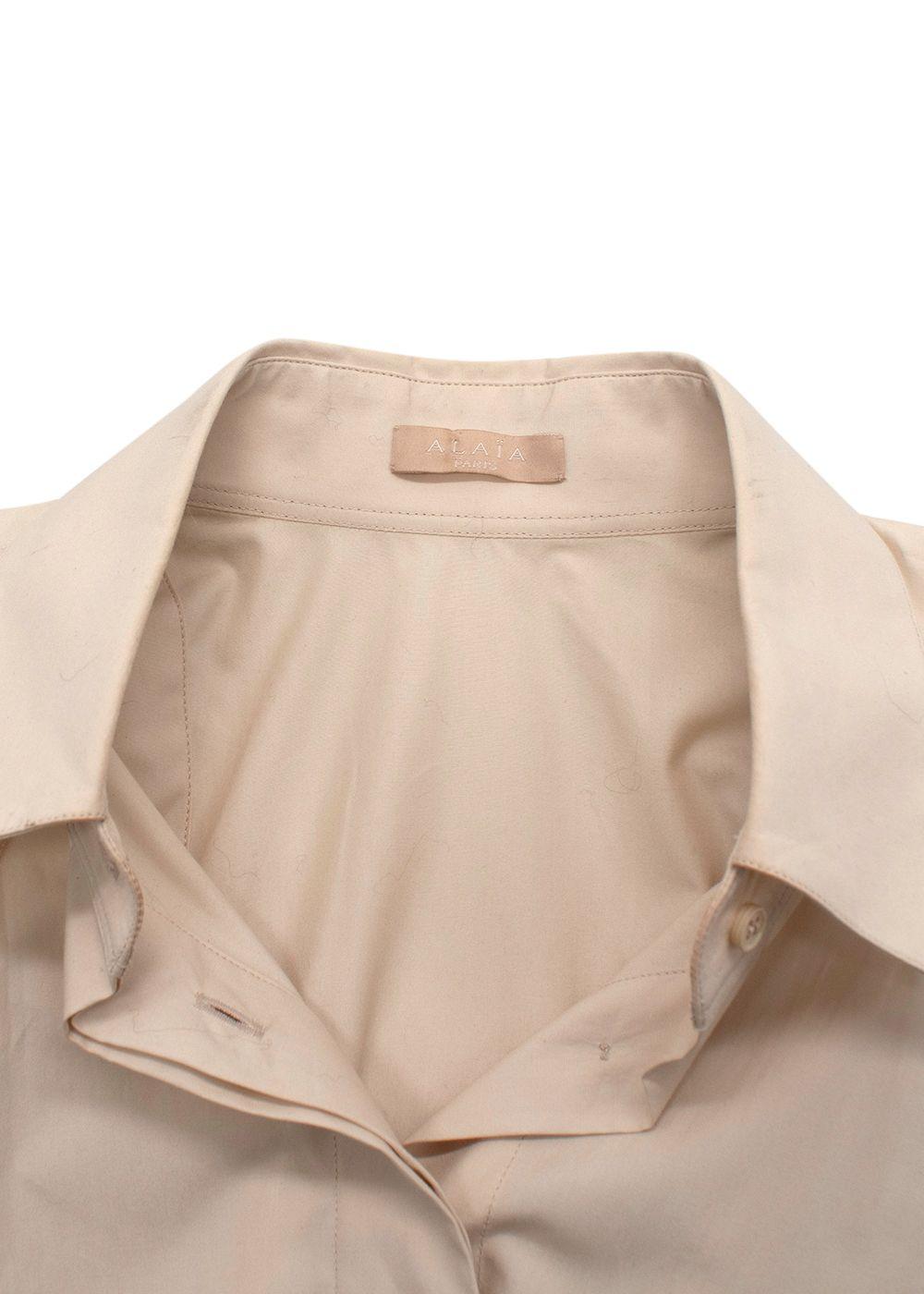 Alaia Beige Poplin Drawstring Waist Sleeveless Shirt