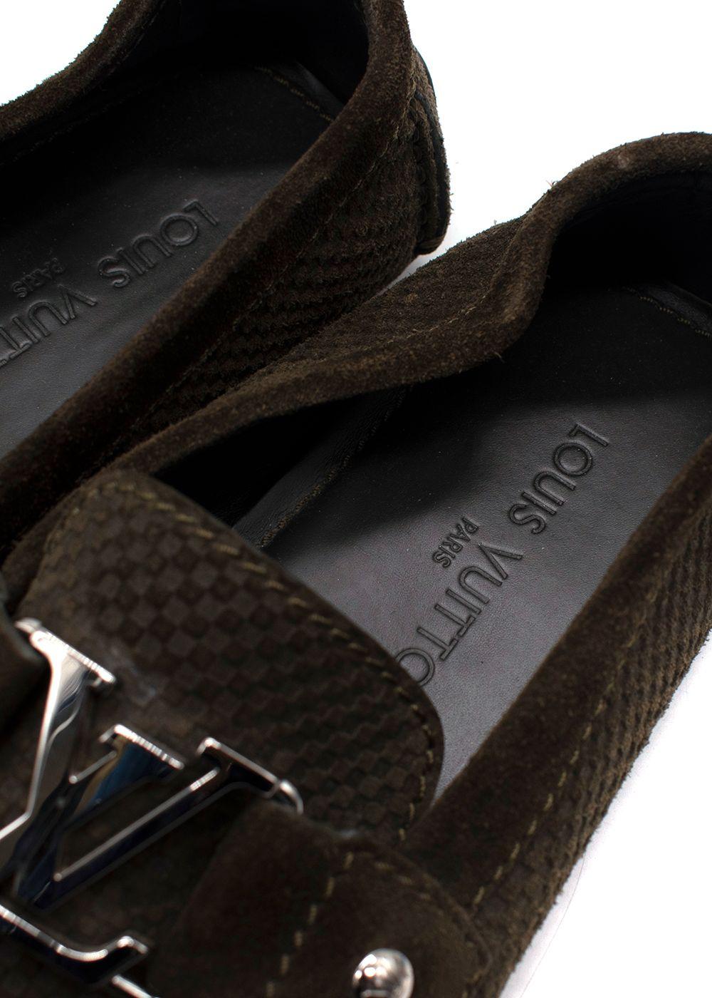 Louis Vuitton Khaki Suede Monte Carlo Slip On Loafers