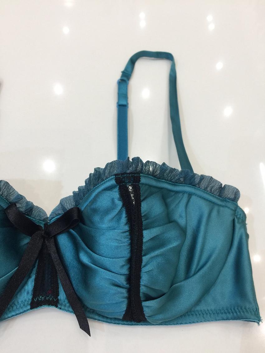 Spoyit Teal Silk Half Cup Bra & Brief Set