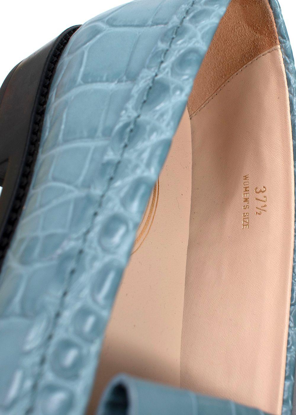 Tod's Blue Croc Embossed Loafers