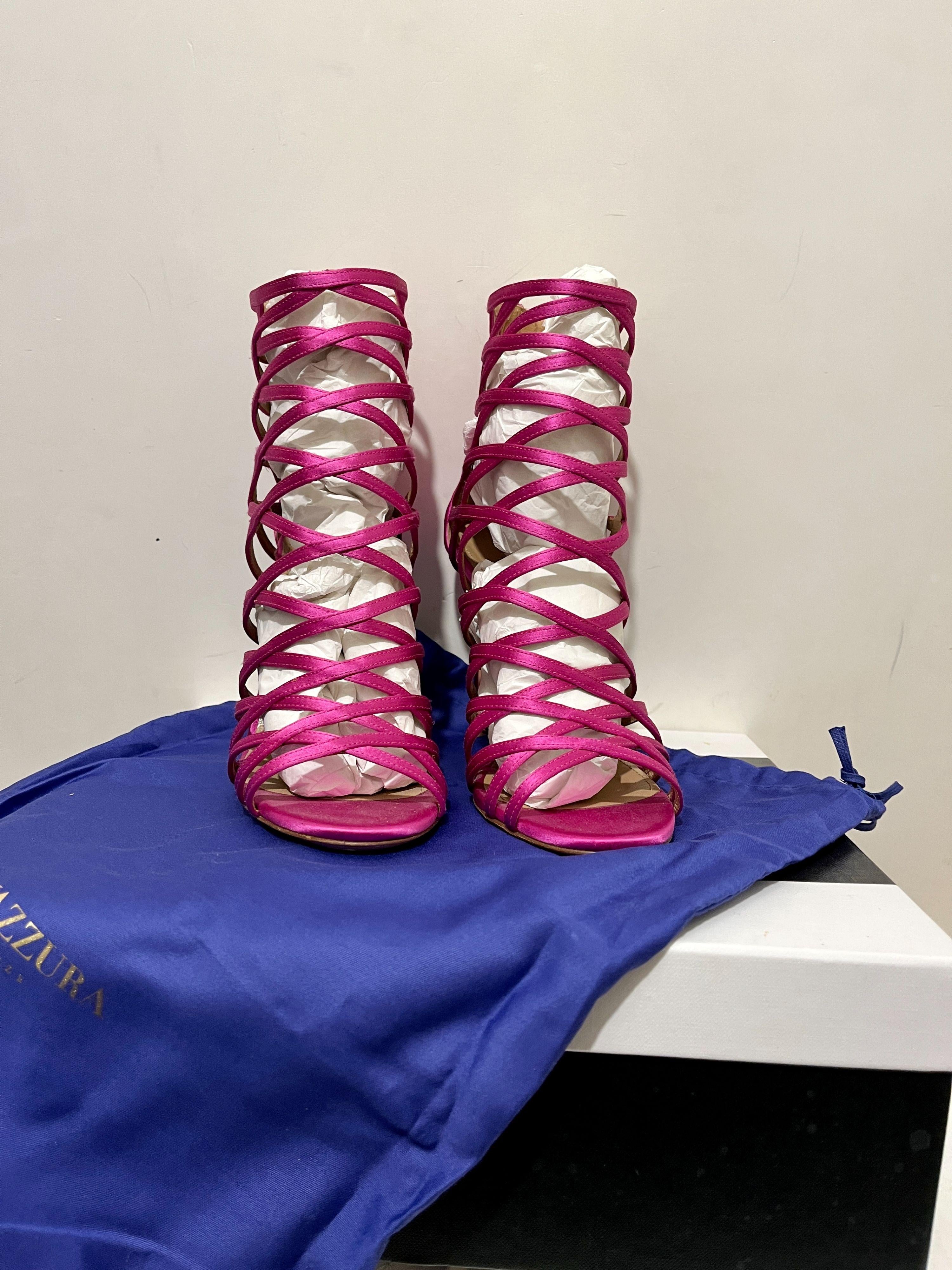 Pink Satin Caged Sandals