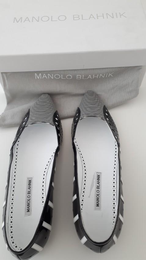 Manolo Blahnik Black & White Stripes Sinisa Flats