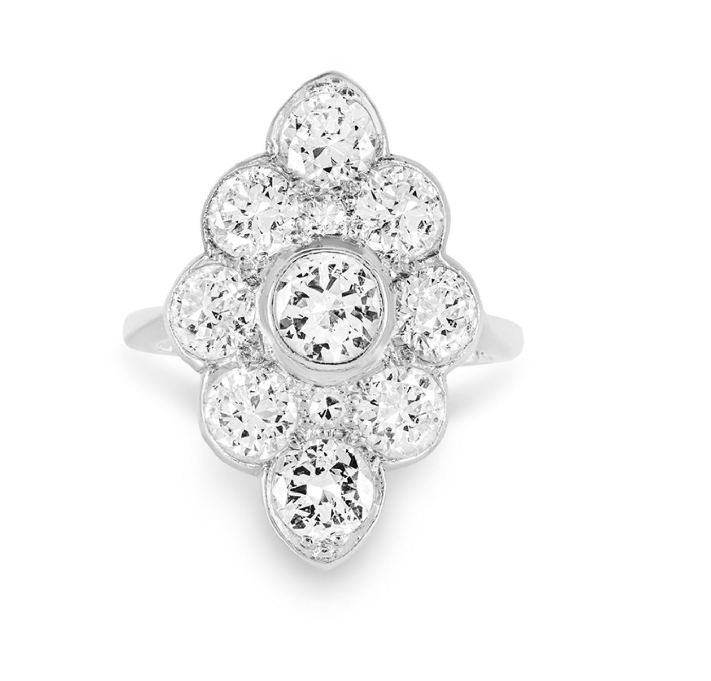18k White Gold Diamon Navette Ring