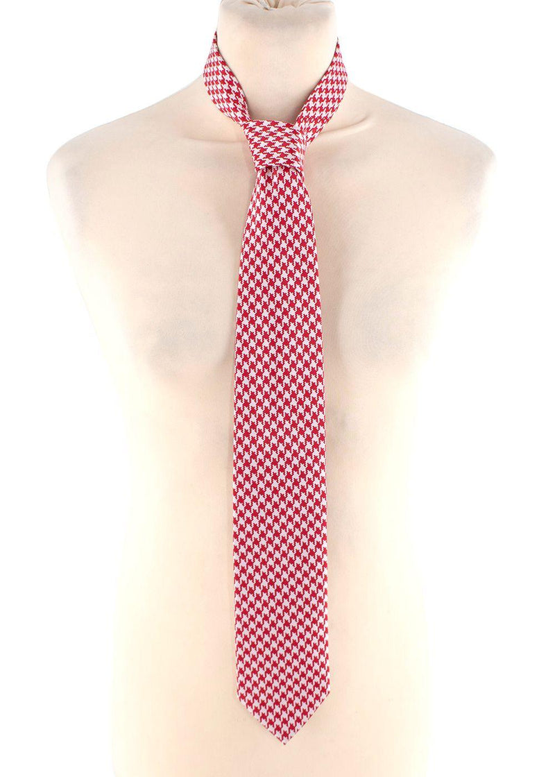 Red & White Houndstooth Tie