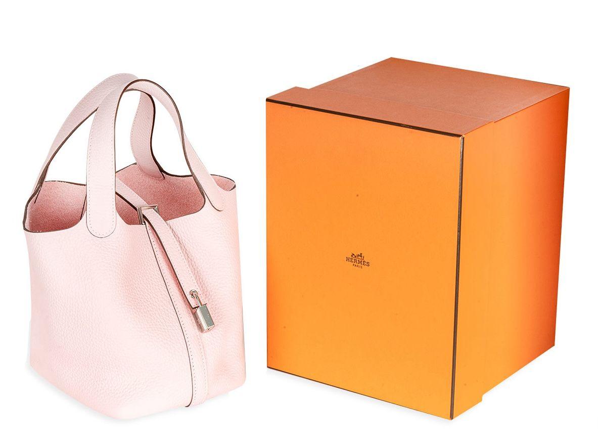 Hermes Picotin 18 in Rose Sakura Taurillon Clemence Leather with Palladium Hardware