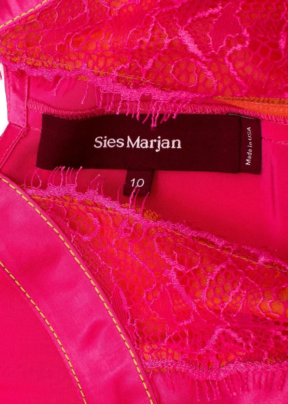 Sies Marjan Lace & Buckle Detail Pink & Orange Satin Midi dress