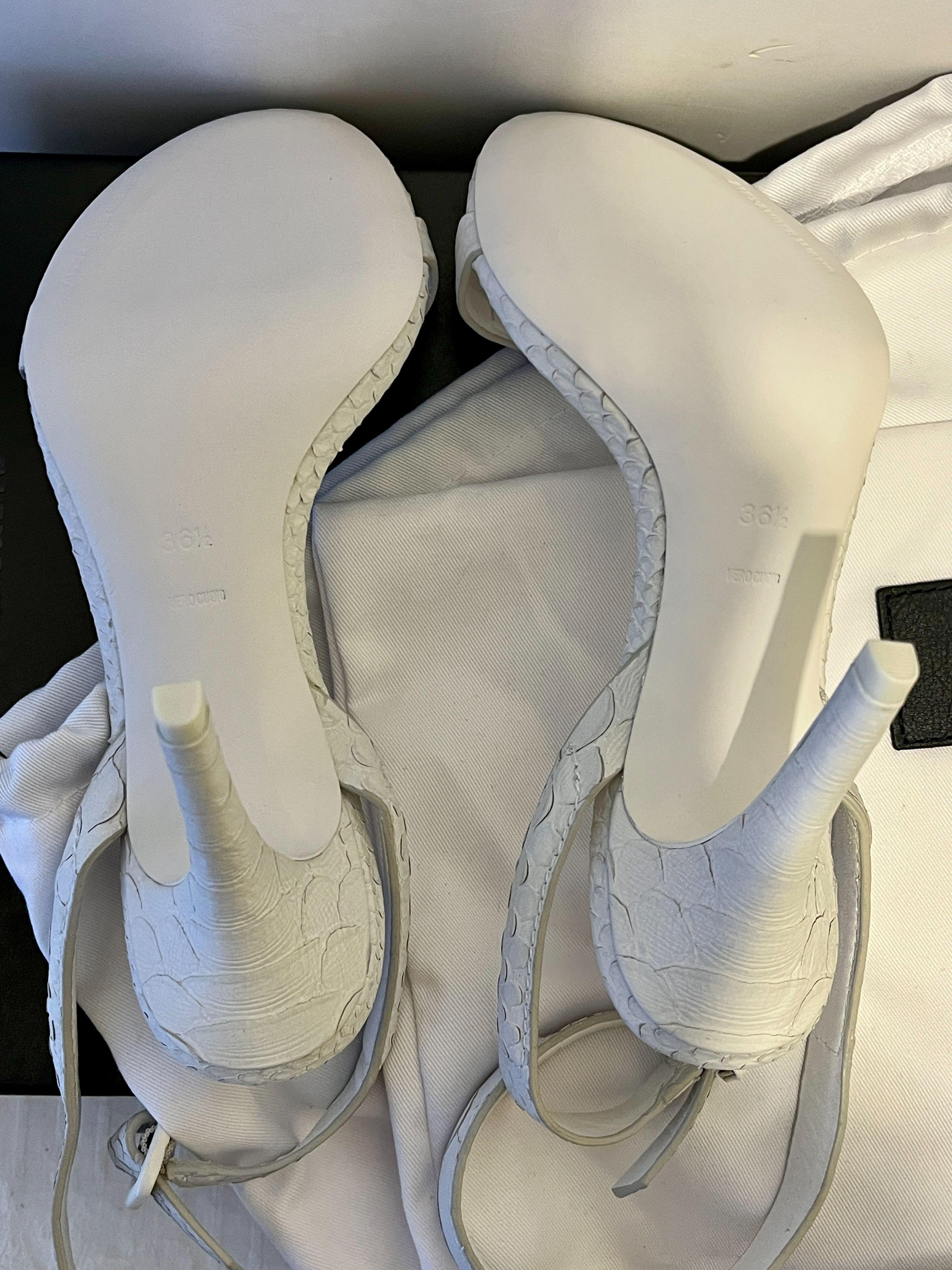 Antonia White Python Embossed Sandals