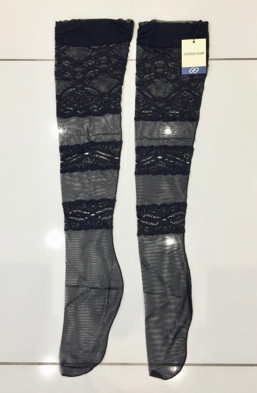 Cotton Club Couture Black Leavers Lace & Tulle Hold-ups