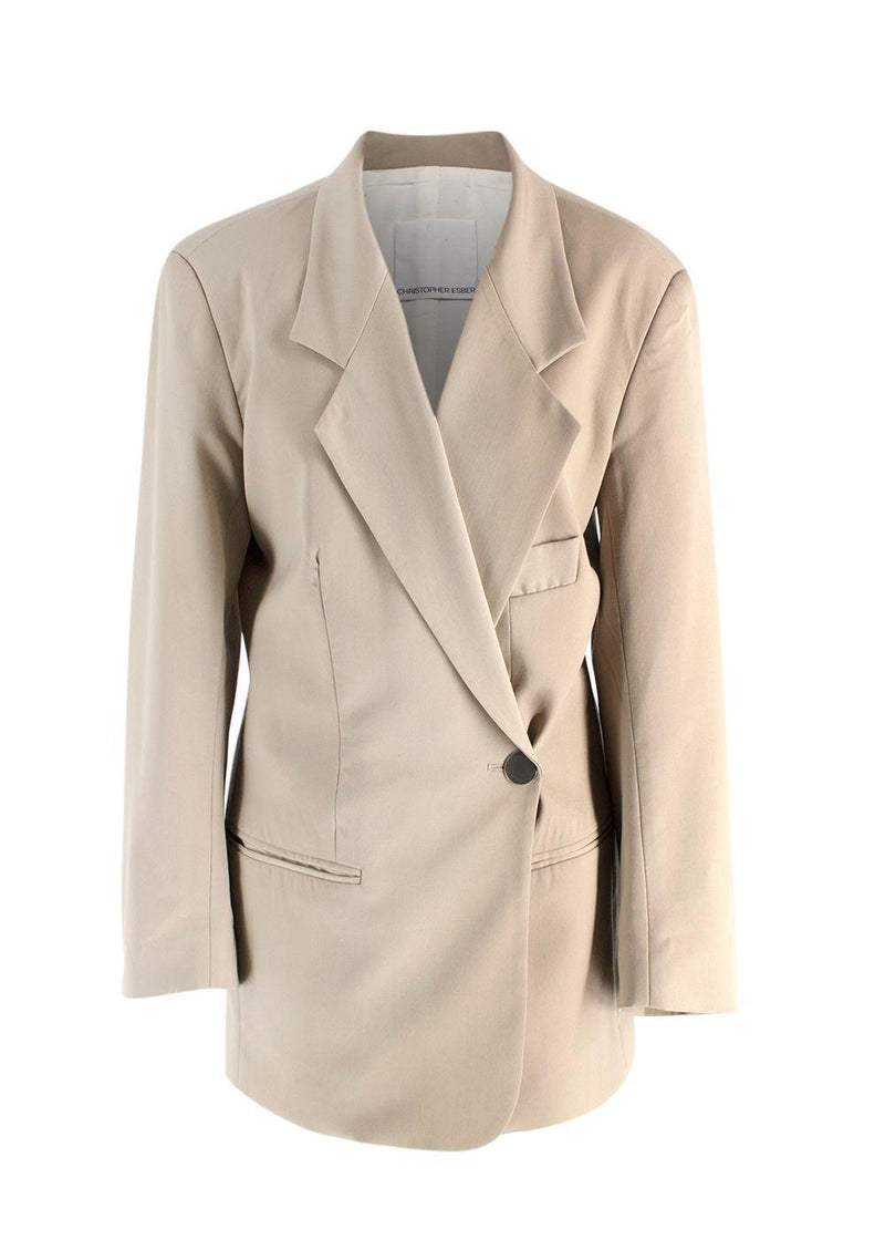 Christopher Esber Neutral Single Breasted Wool Blazer