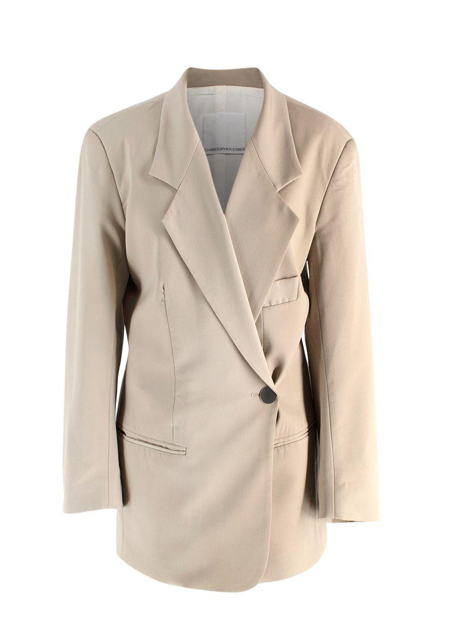 Christopher Esber Neutral Single Breasted Wool Blazer