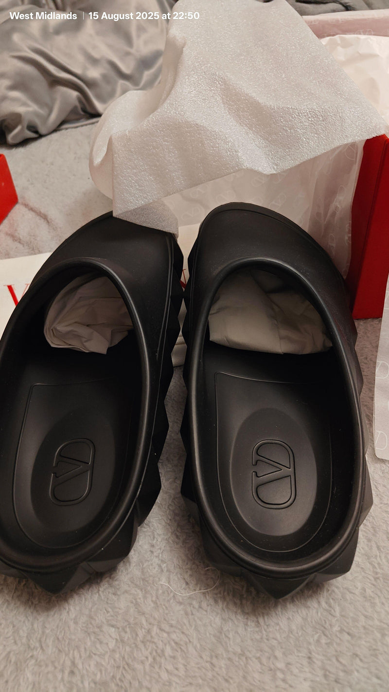 Valentino Black Rubber Slides