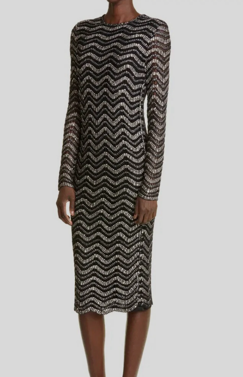 St. John Striped Midi Length Dress