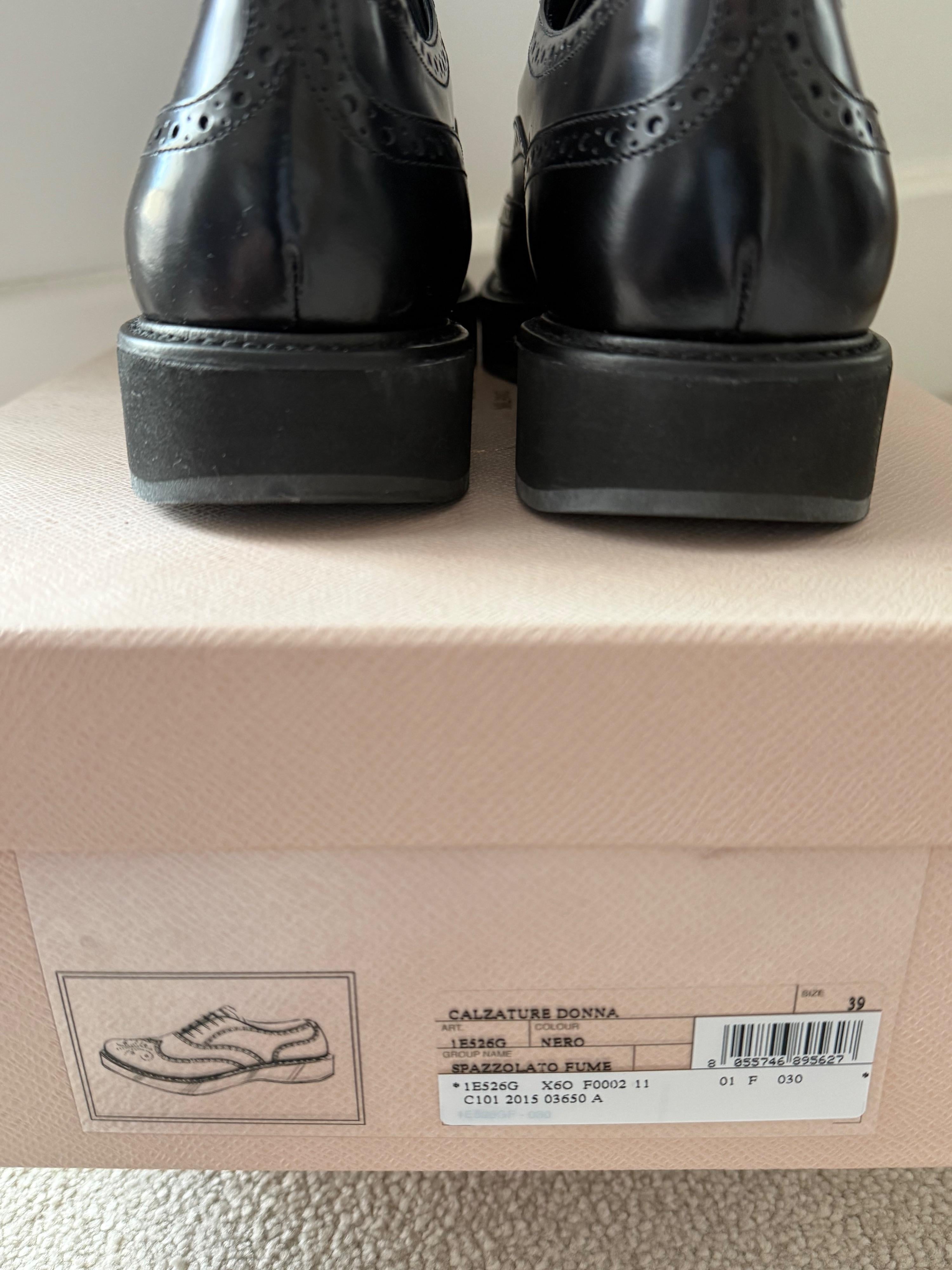 Prada Black Leather Brogues
