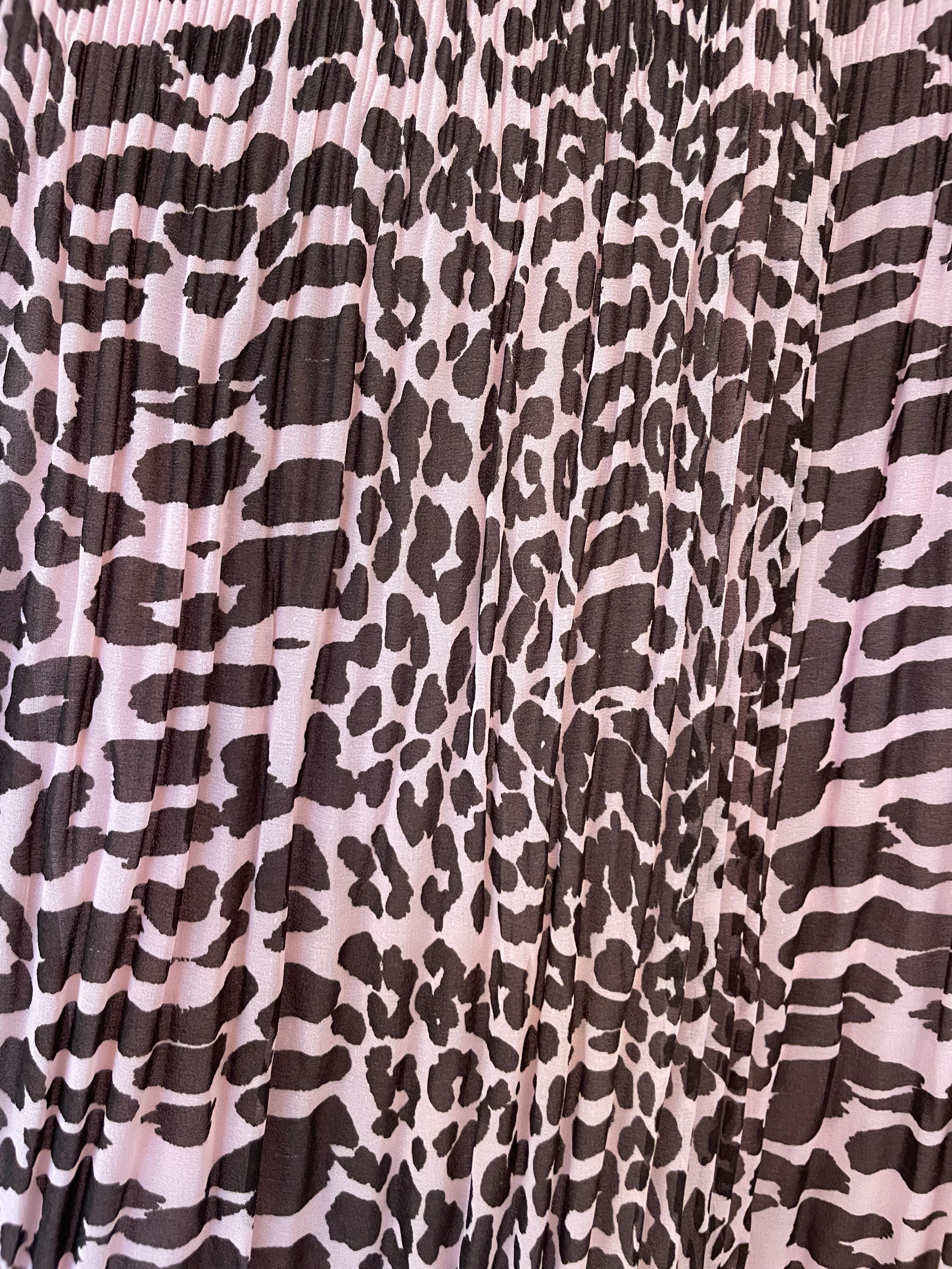 Pink Leopard Printed Georgette Mini Dress