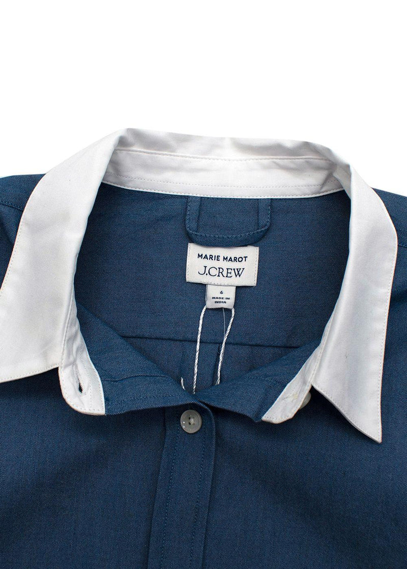 Navy White Collar  Shirt