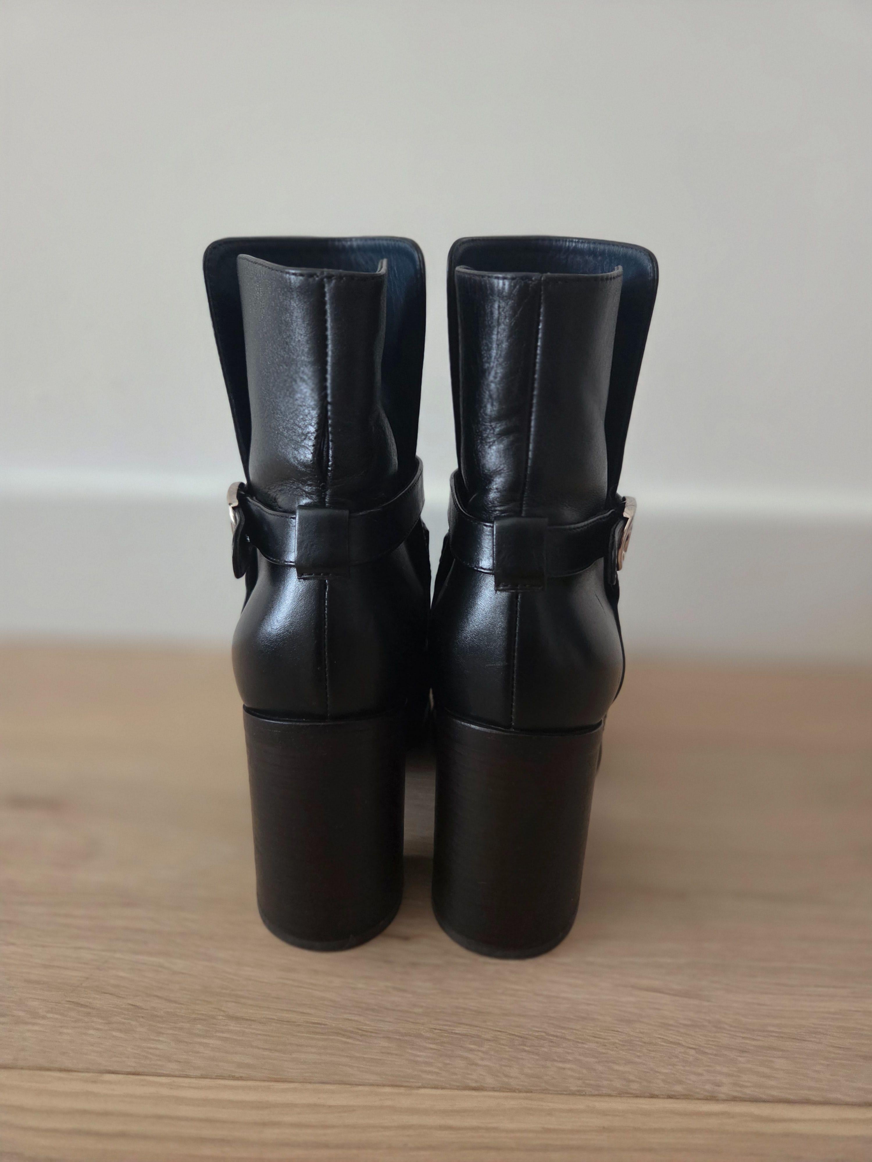 Chanel Black Leather Ankle Boots