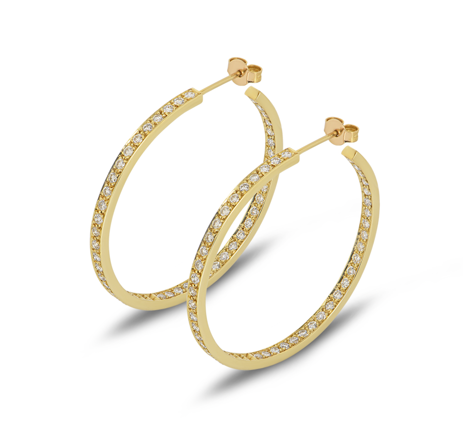 18ct yellow gold & diamond hoop earrings 2.35ct TDW