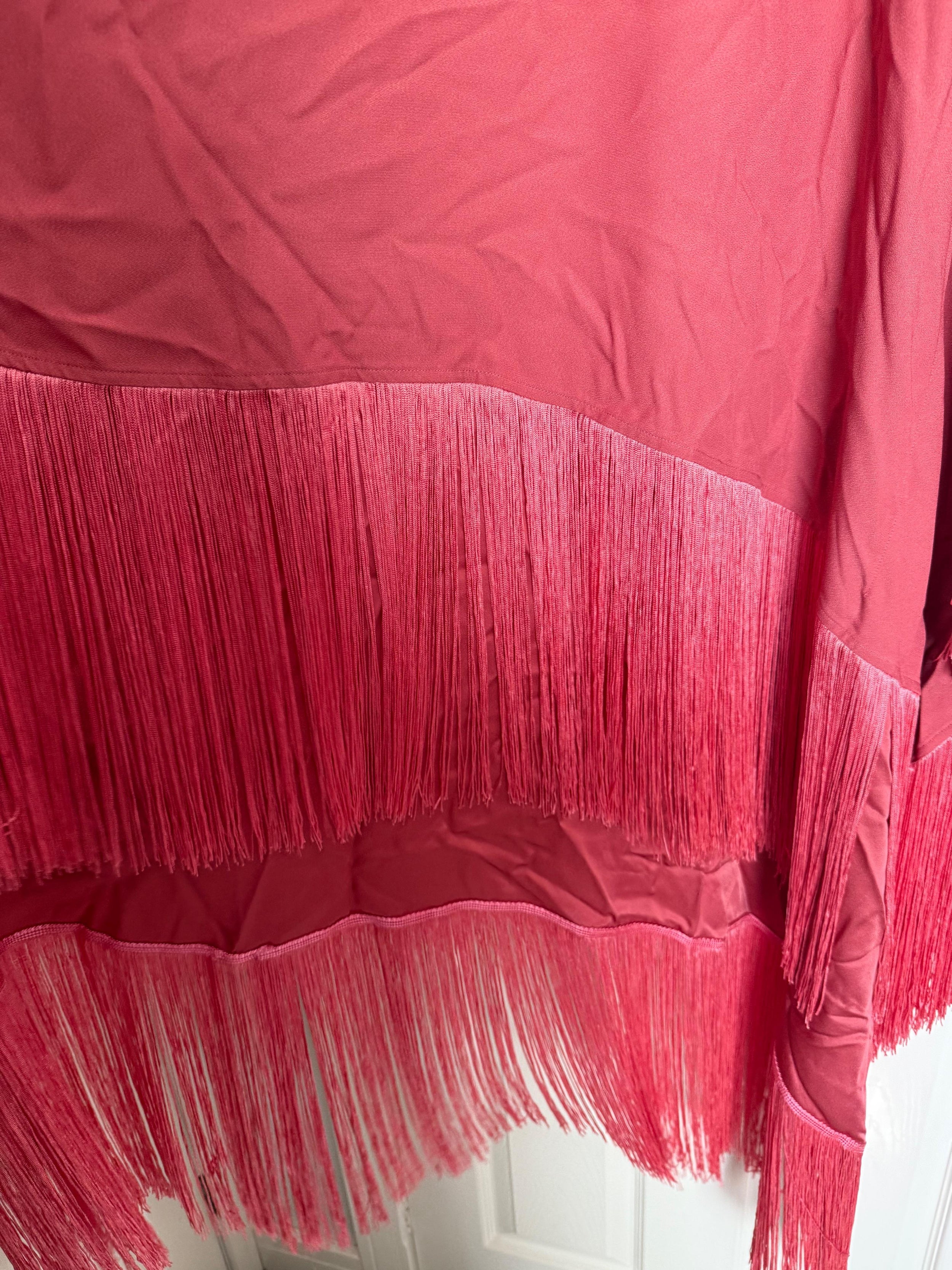 Pink Crepe Fringed Dress