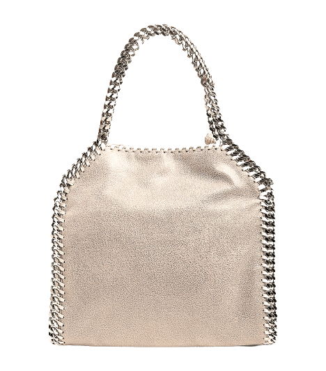 Silver metallic Shaggy Deer Falabella mini tote bag