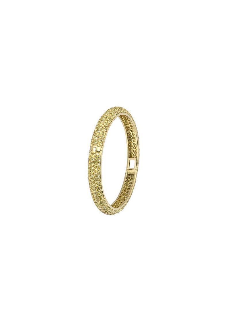 18ct yellow gold & yellow diamond hinged bangle 5.60ct TWD