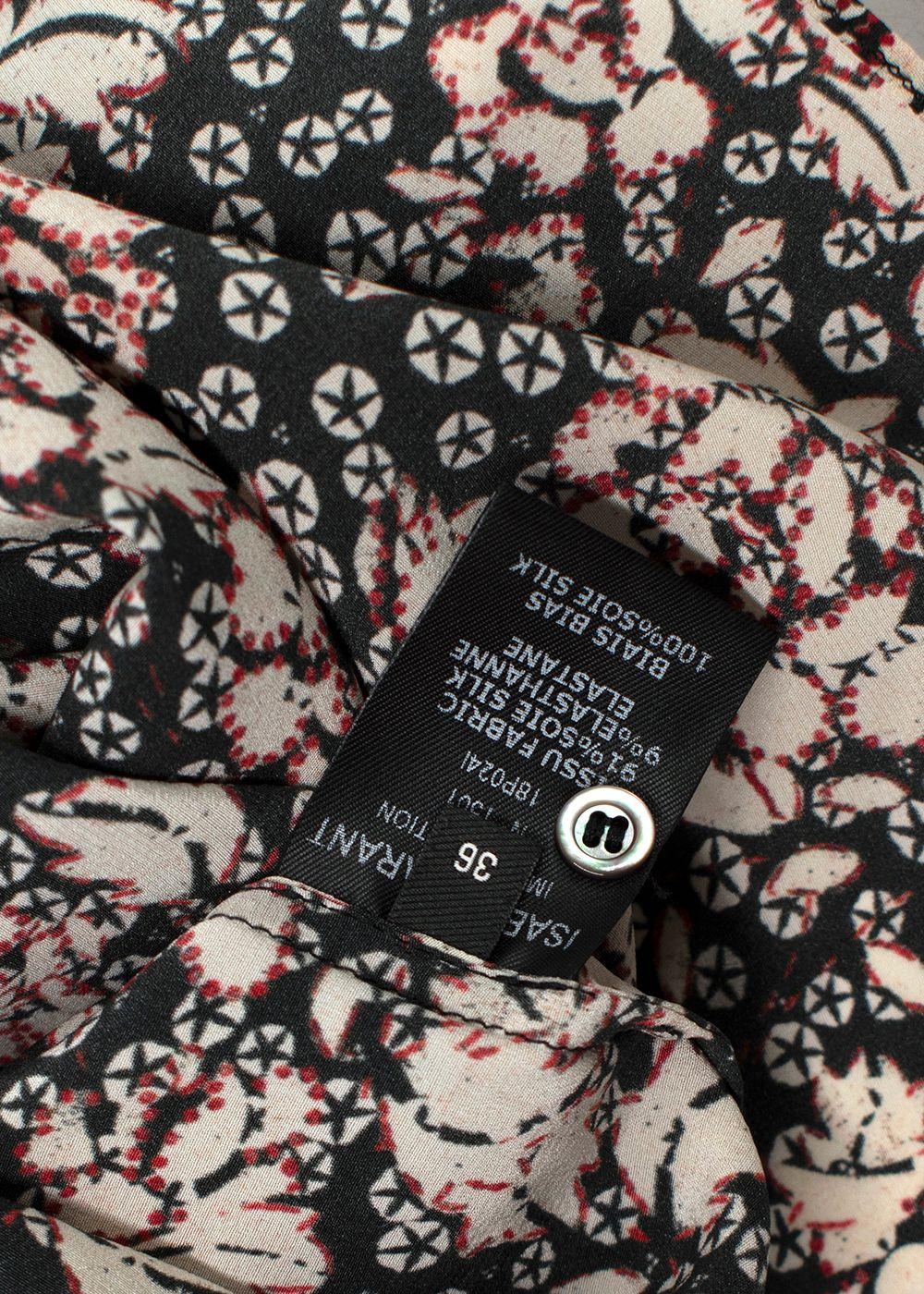 Isabel Marant Black Floral Puff Sleeve Silk Blouse