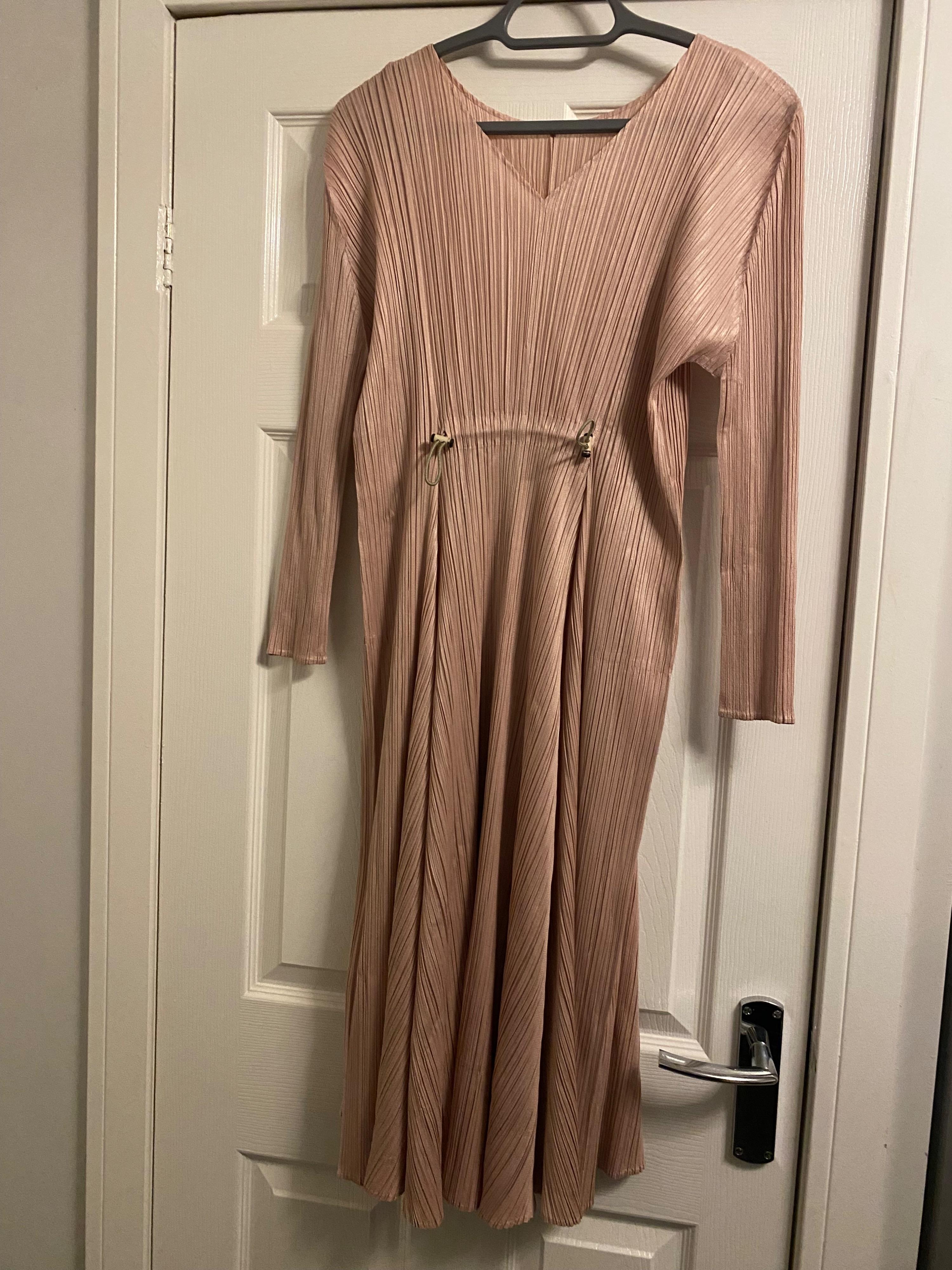 Pleats Please Drawstring Waist Midi Dress