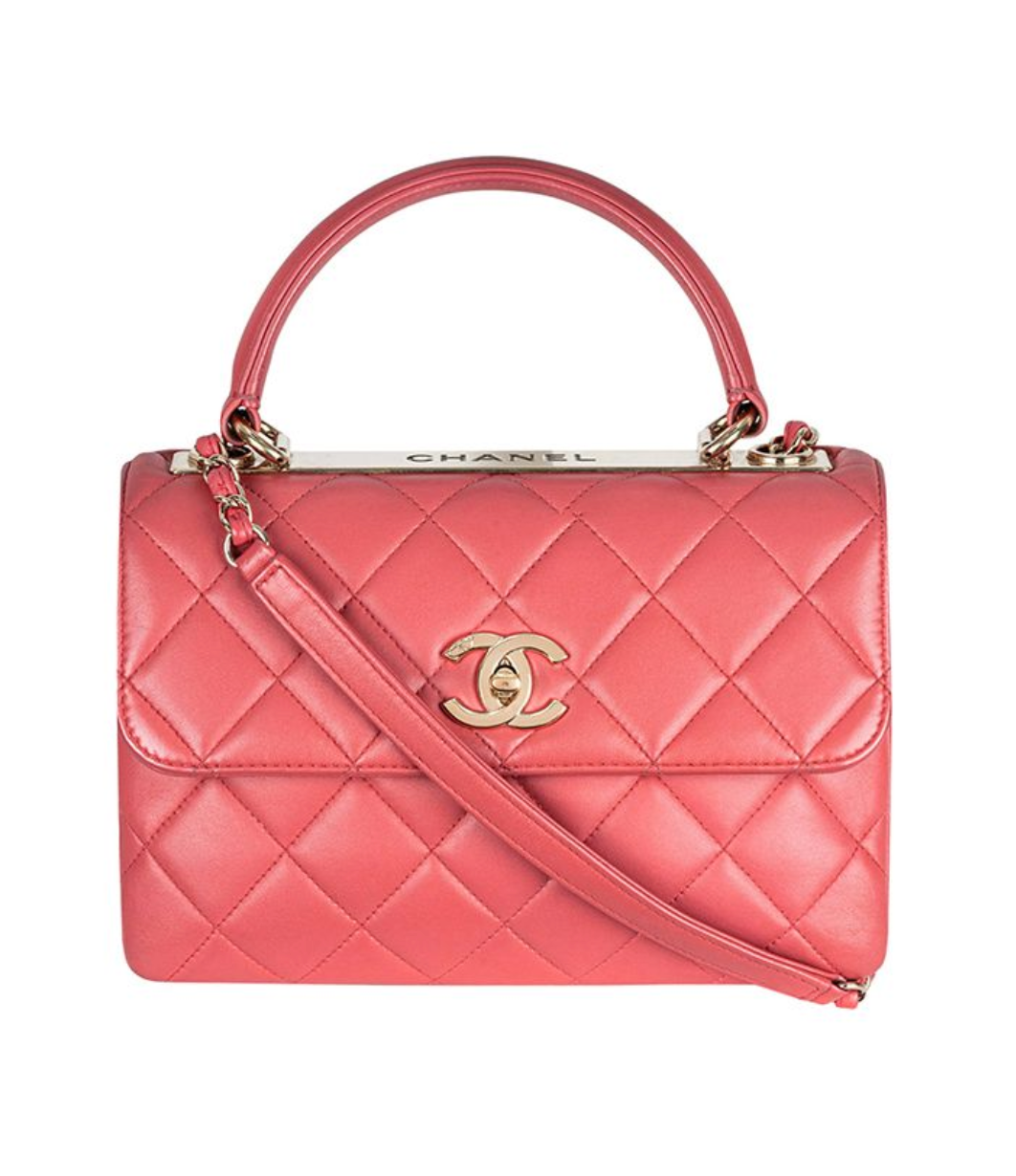 coral-pink lambskin leather small Trendy CC bag