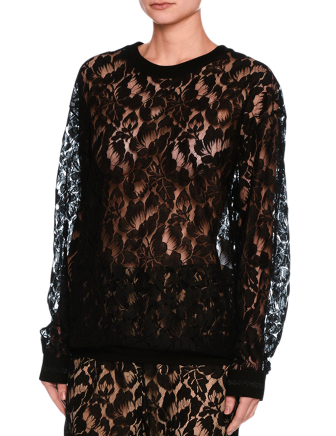 Stella McCartney Ines Floral Lace Sweatshirt