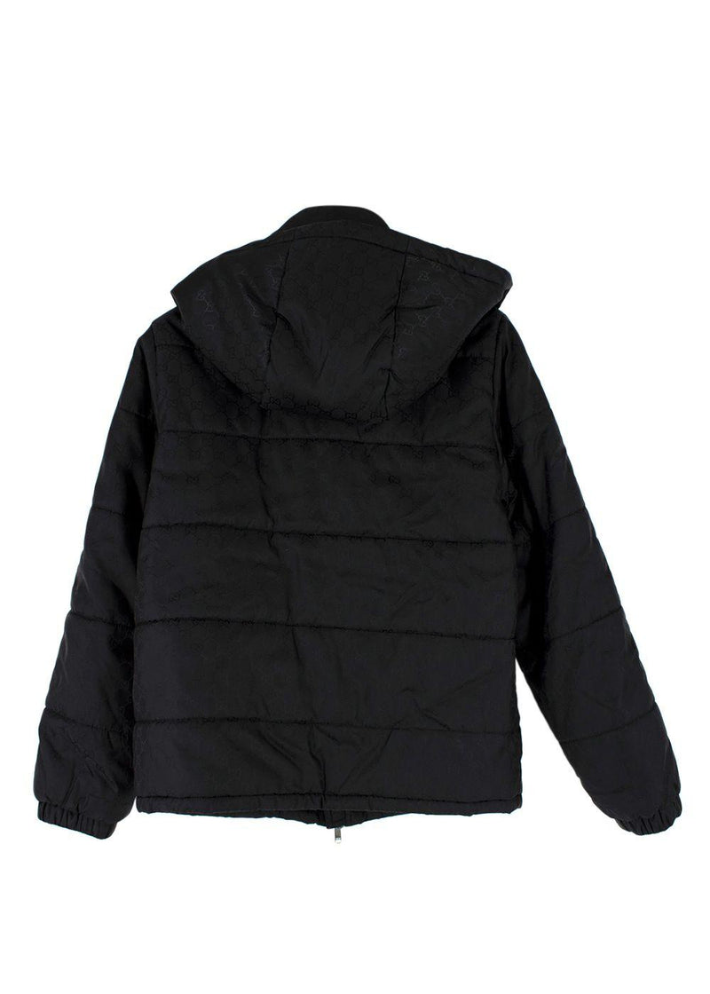 Gucci Kids 12Y Black Monogram Logo Puffer Jacket