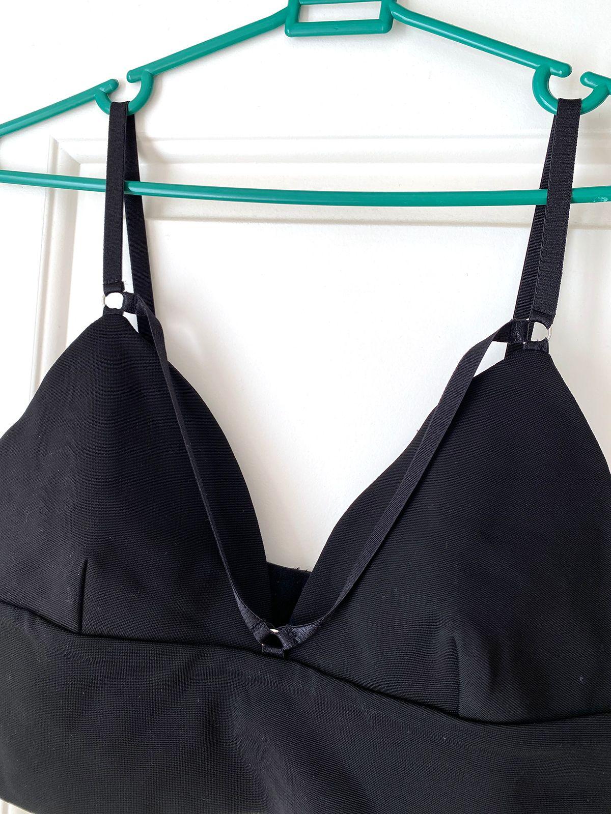 Black Stretch Faille Triangle Bralette