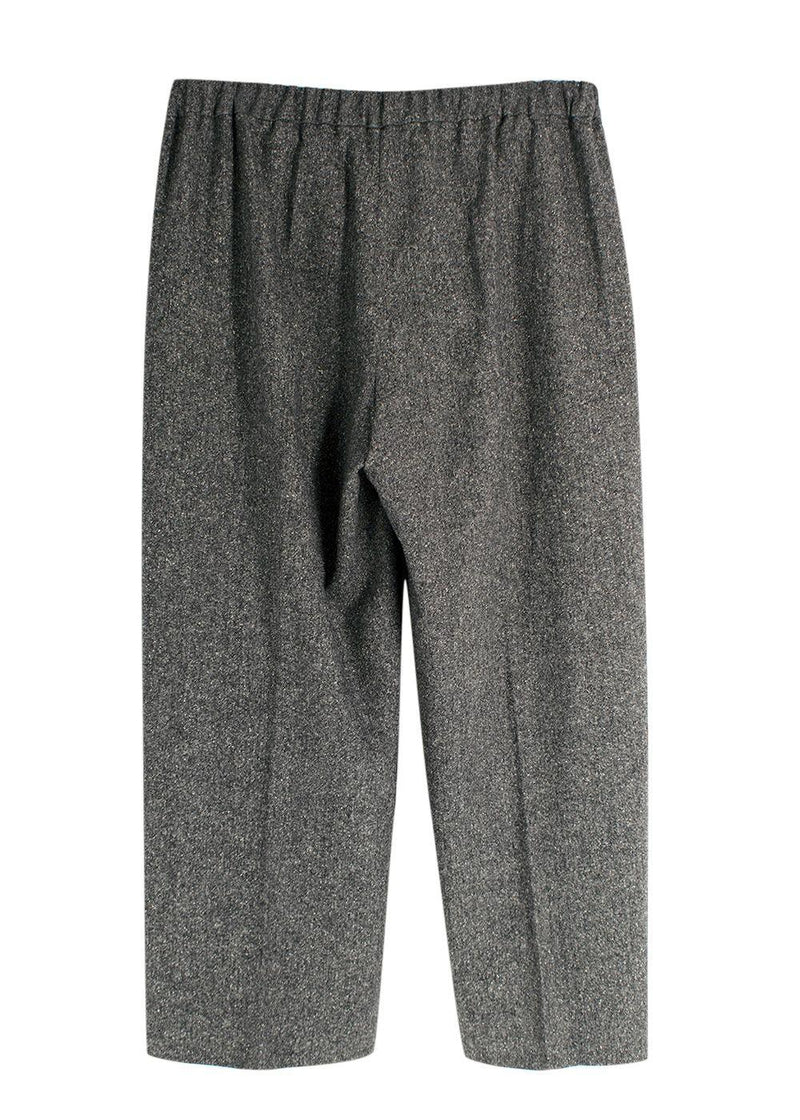 S Max Mara Grey Wide Leg Wool Trousers