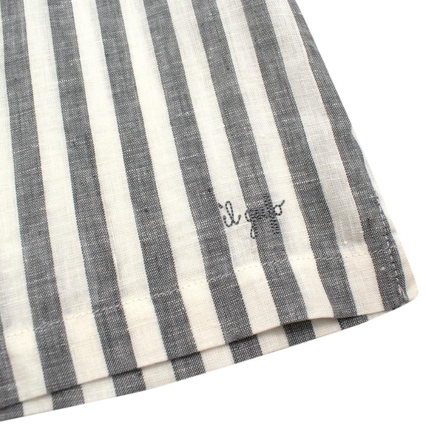 Il Gufo Grey Striped Linen Short Sleeved Shirt