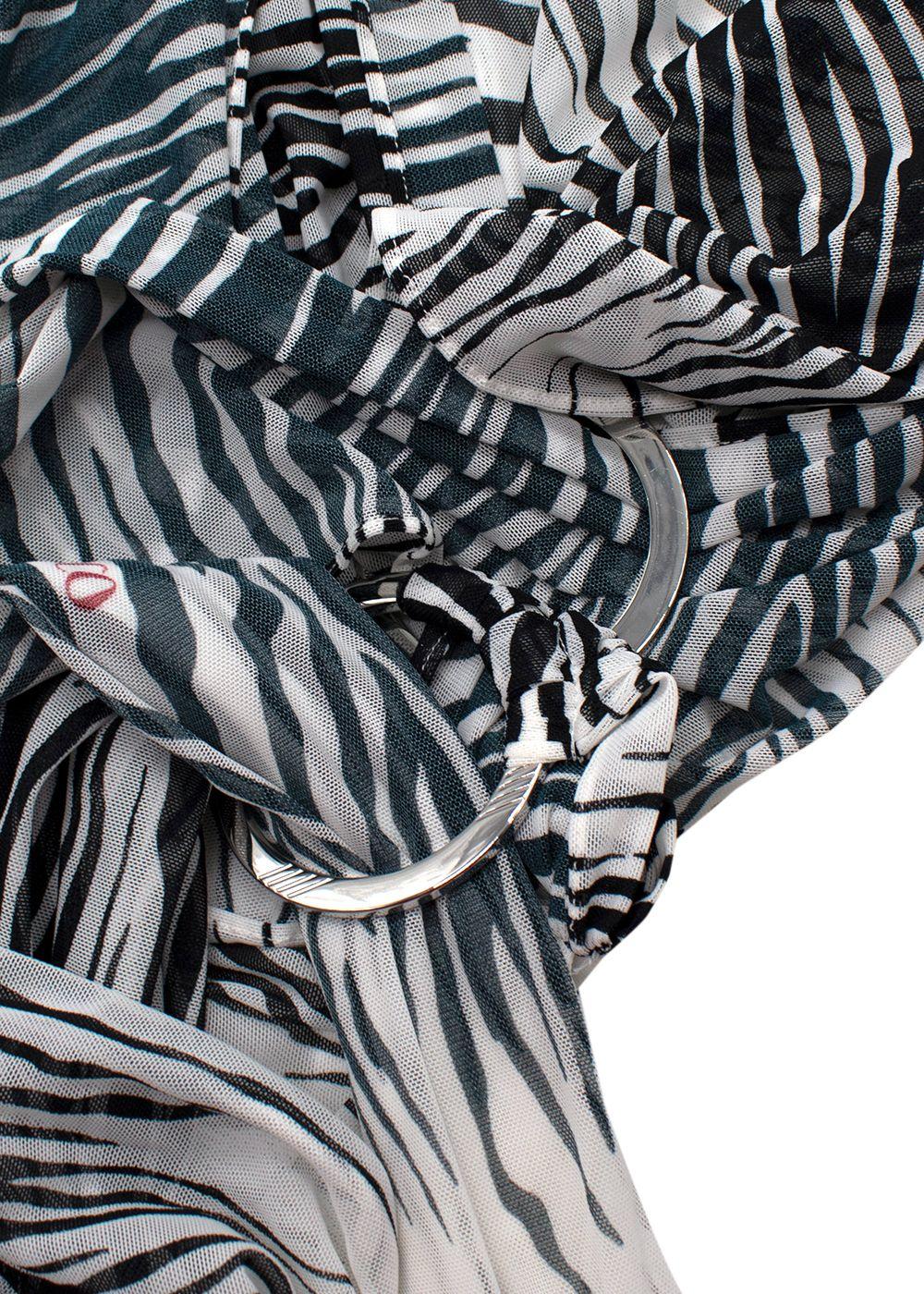 The Attico Zebra Print Mesh Mini Dress