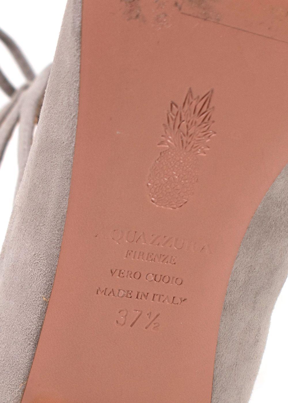 Aquazzura Grey Suede Christy Lace-up Sandals