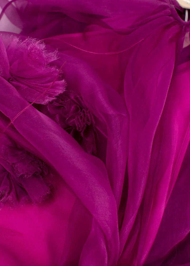 Roksanda Purple Silk Tulle Floral Applique Dress