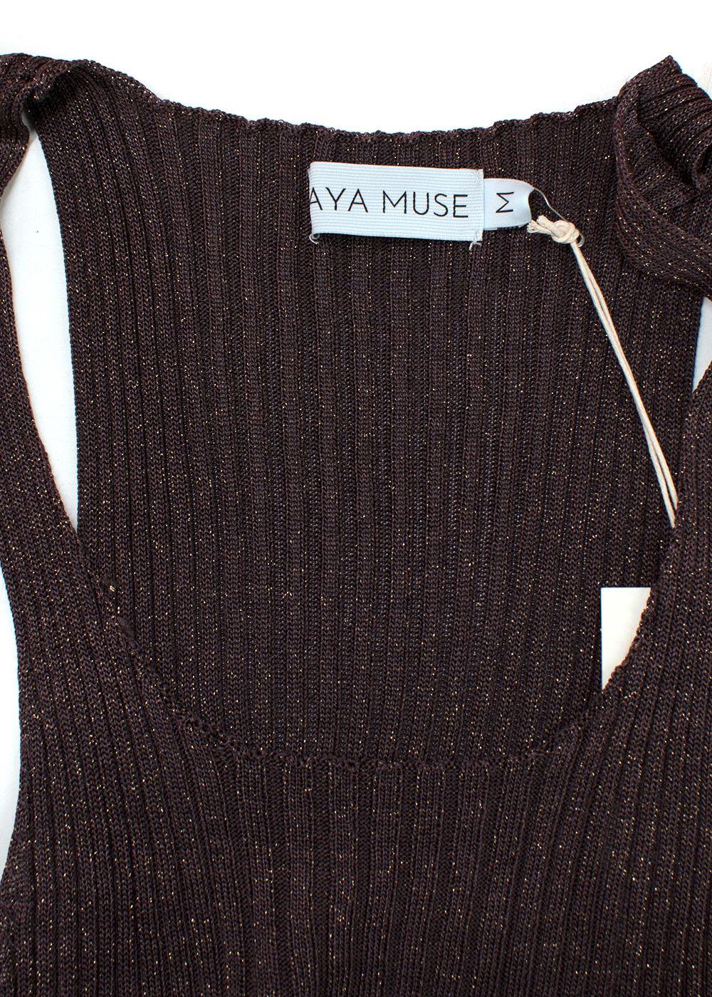 Aya Muse Brown Lurex Ribbed Knit Vest
