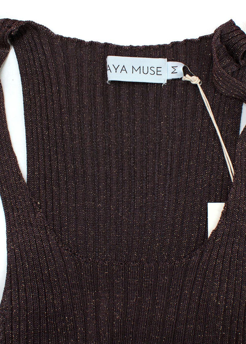 Aya Muse Brown Lurex Ribbed Knit Vest