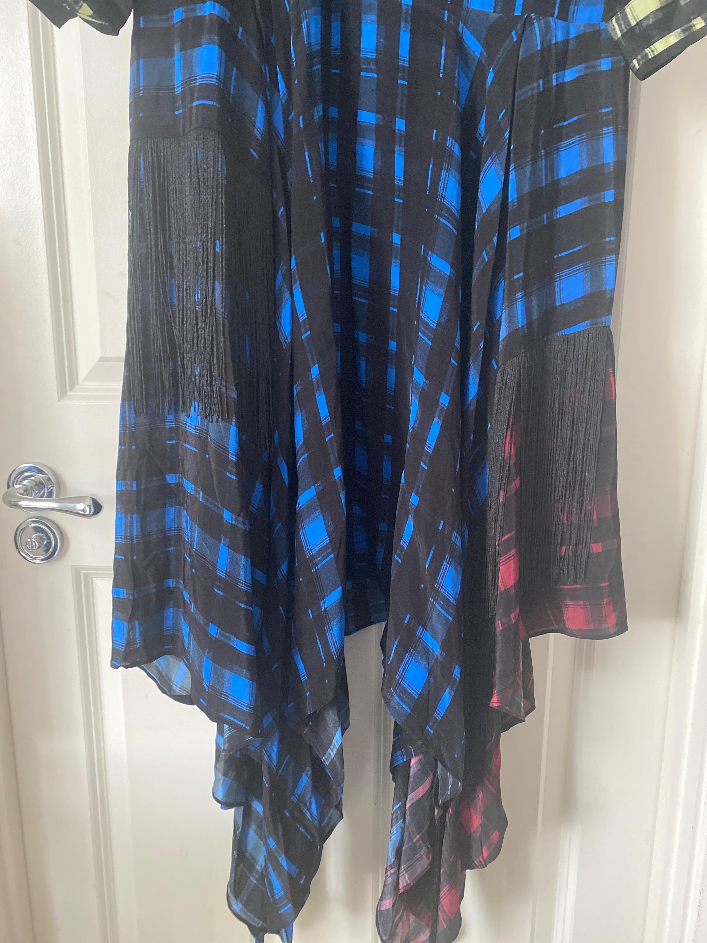 Asymmetrical Hem Tartan Print Dress