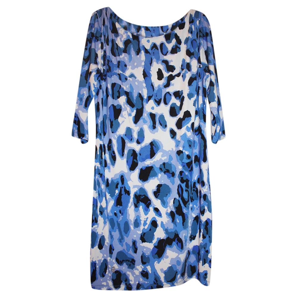 Philipp Plein Blue Animal Print Dress